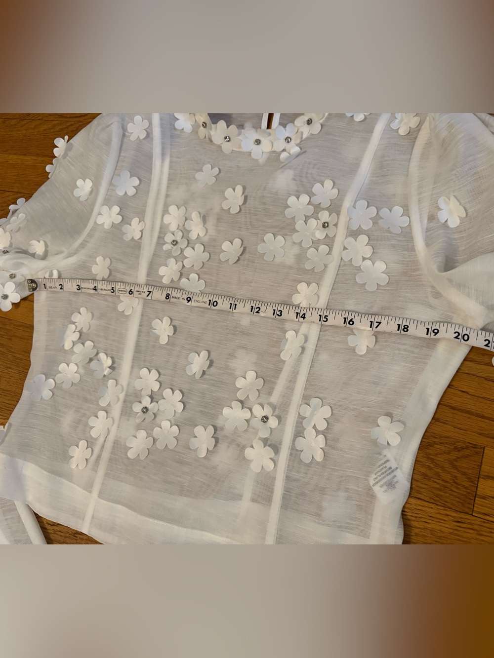 White Floral Appliqué Skirt Set with Tie Waist size L - Picture 11 of 16